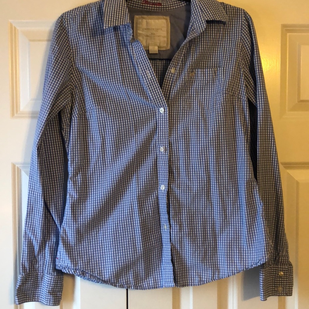 Blue and White Button Down Shirt